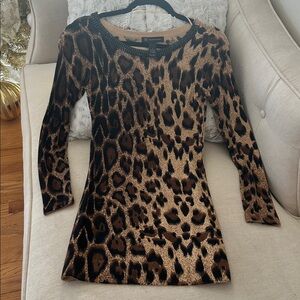 INC International Concepts Leopard Print Long Sleeve Sweater